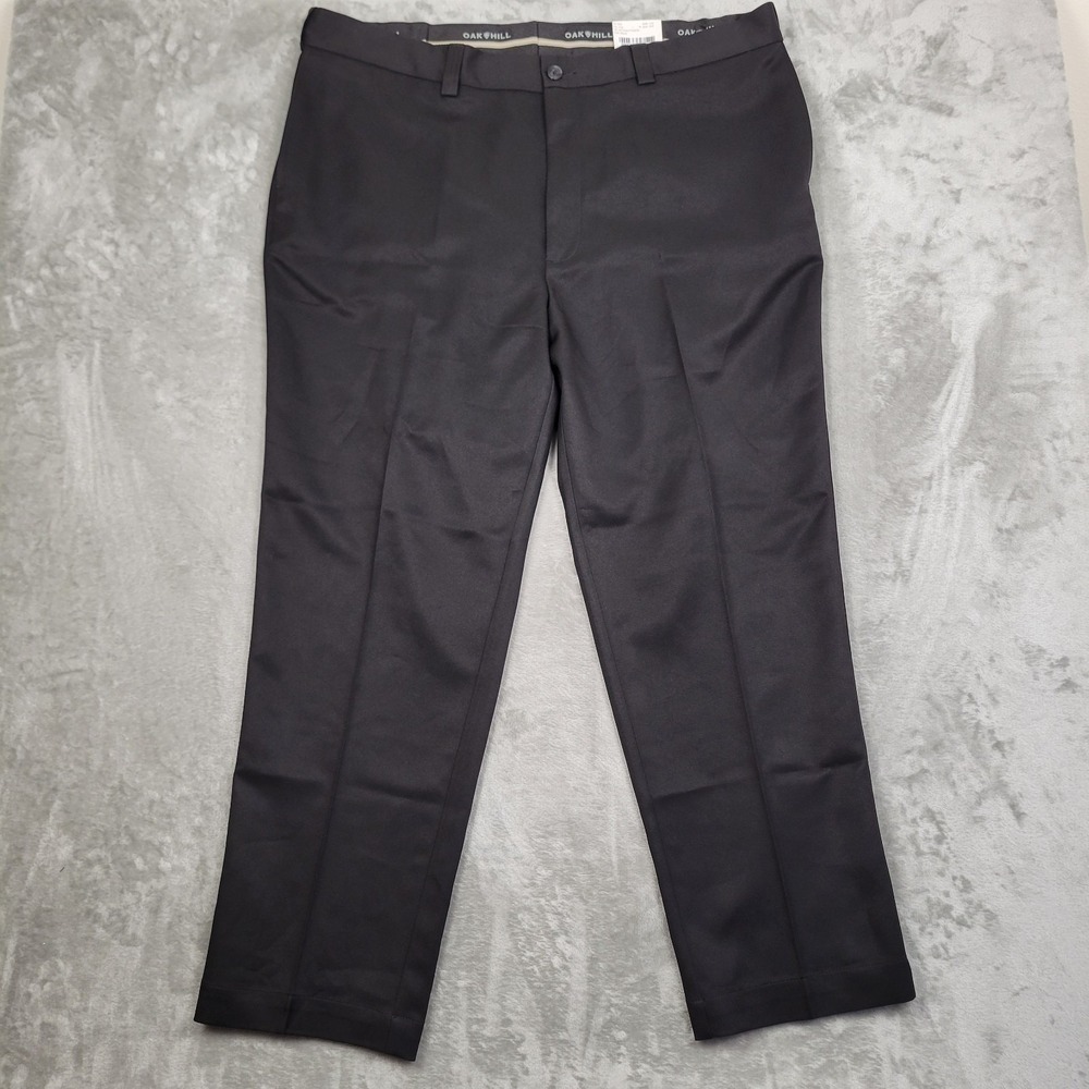 Oak Hill Dress Pants Men's 44x30 Black Pleated Microfiber Flat Front Wicking NWT